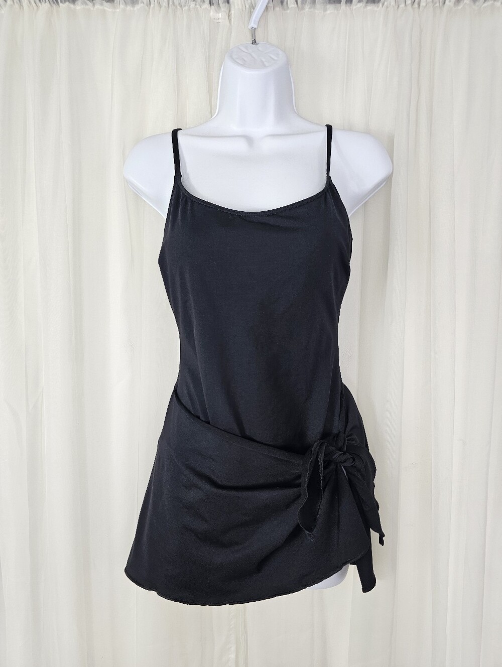 Talbots Black One Piece Swim Suit Attached Sarong Black Size 12